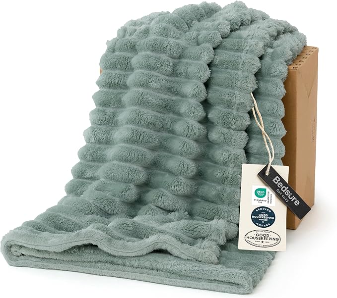 Bedsure GentleSoft Sage Green Fleece Blanket for Couch - Cozy Soft Blankets for Women, Cute Small Throws for Girls, 50x70 Inches