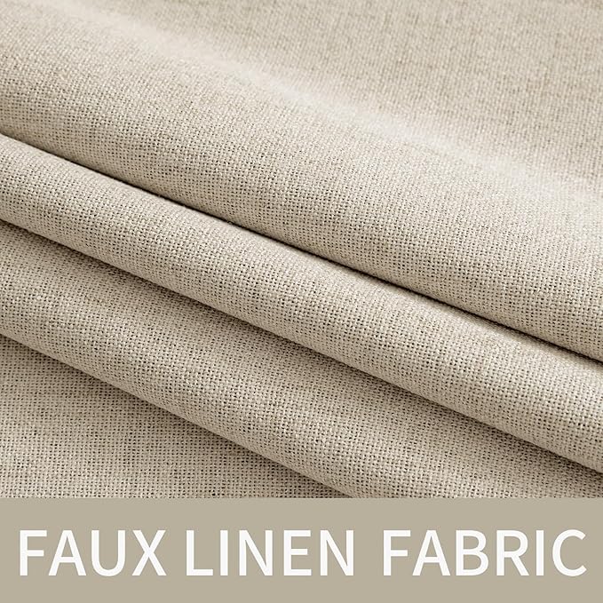 MIULEE Linen Curtains 100% Blackout for Bedroom Thermal Insulated Stone Grommet Room Darkening Curtains & Drapes Fall Decor for Living Room Nursery 52 x 72 Inch (2 Panels)