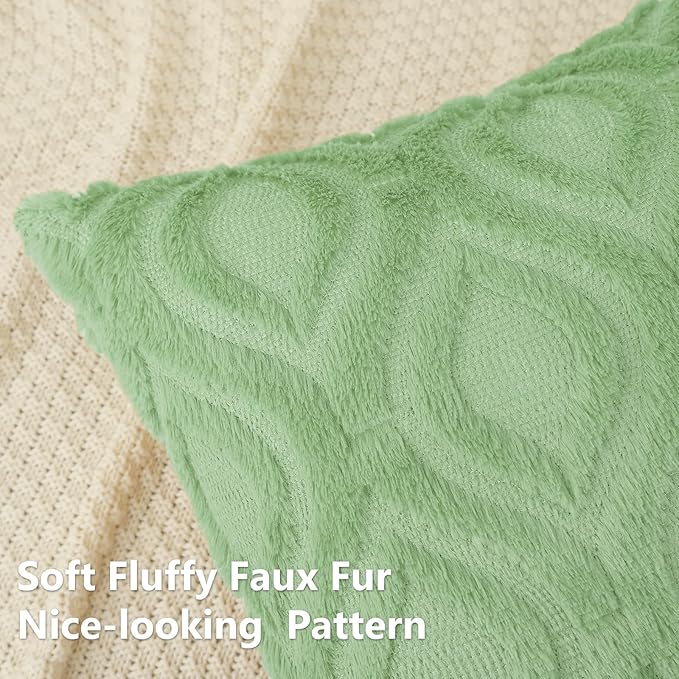 decorUhome Summer Throw Pillow Covers 26x26 Inch Set of 2, Soft Plush Faux Wool Light Sage Green Solid Couch Pillow Covers, Accent Euro Sham Farmhouse Square Pillow Cases for Sofa Bed Living Room