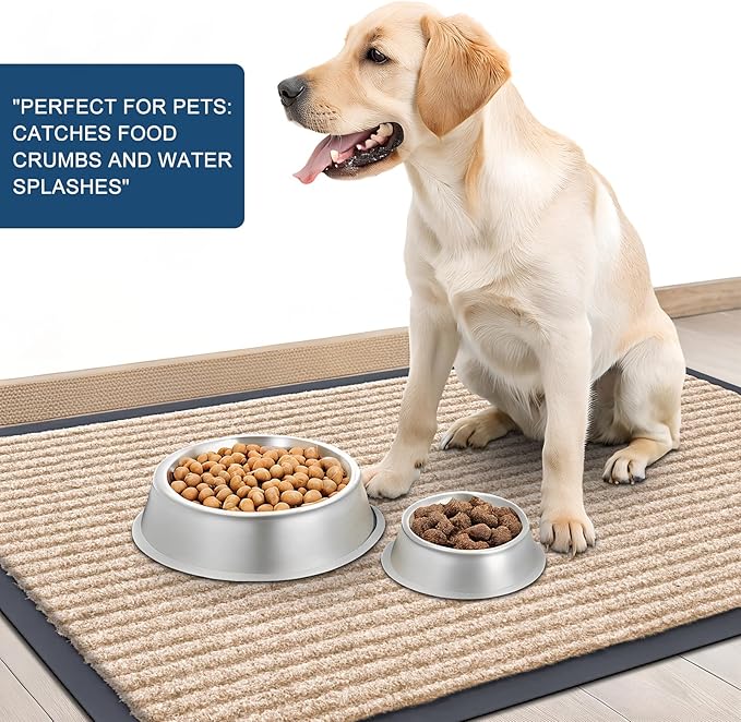 OLANLY Front Door Mat Indoor Outdoor Entrance, Waterproof Heavy Duty Doormat, Fade Resistant, Low Profile, Easy Clean Patio Porch Welcome Floor Mats for Entry, 71x34, Beige