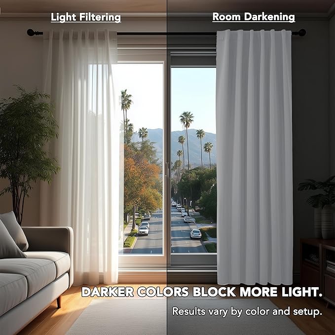 Deconovo Pure White Curtains for Living Room, Back Tab and Rod Pocket Curtain for Bedroom 84 Inches Long for Sliding Door, 42x84 Inch, 2 Panels
