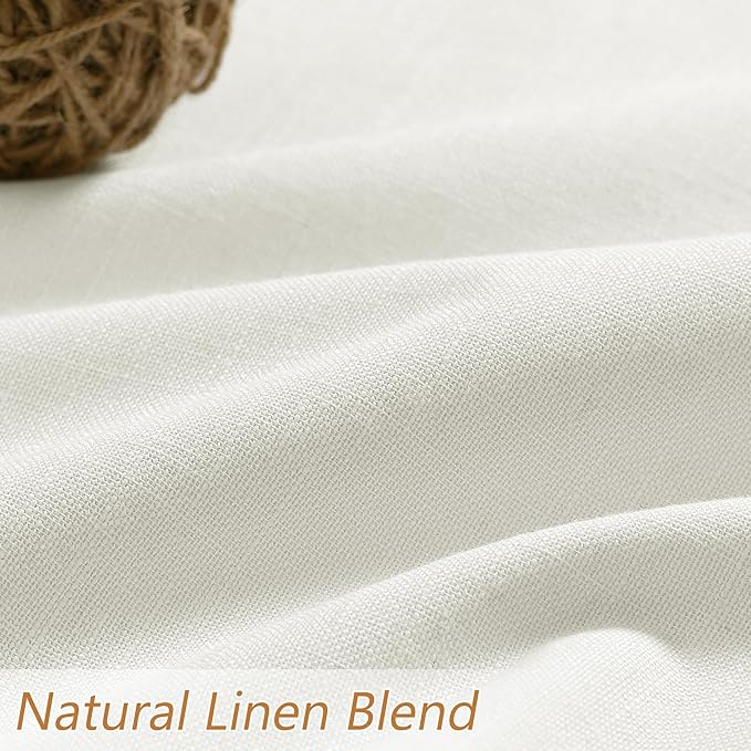 Guken Ivory 100% Blackout Linen Curtains 72 Inch Length 2 Panels Set for Living Room Bedroom Back Tab Thermal Insulated Black Out Drapes Room Darkening Farmhouse Window Curtains 72 Inches Long