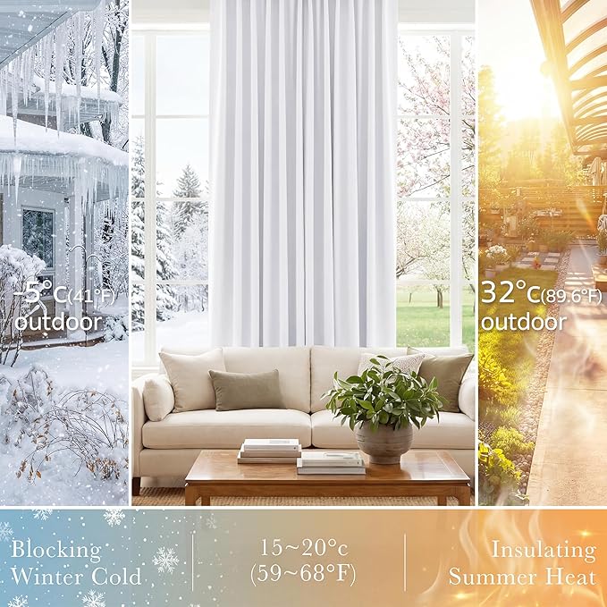 PONY DANCE 50% Light Filtering Room Darkening Curtains for Small Winow Lower Portion Decor Energy Saving Drapes for Kitchen Bedroom Bathroom Downstairs Window, W 29 x L 24, Pure White, 2 Panels