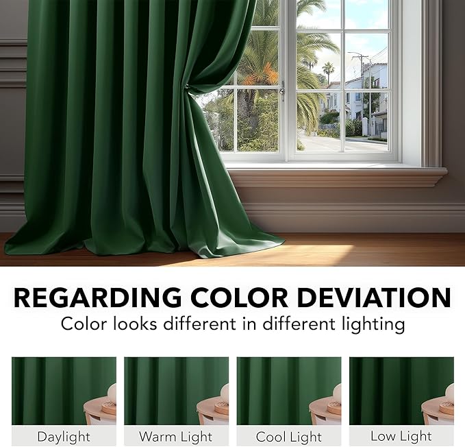 Deconovo Blackout Curtains, Thermal Insulated, W42 x L95 2 Panels, Back Tab, Machine Washable, Room-Darkening Drapes for Bedroom/Living Room Dark Forest