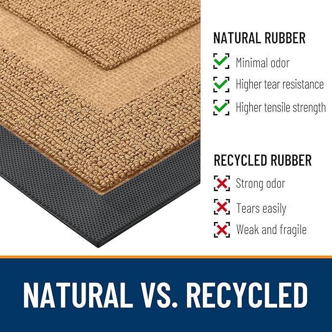 OLANLY Front Door Mat Indoor Outdoor Entrance, Waterproof All-Season, All-Weather Doormat, Sturdy Natural Rubber, Low Profile, Easy Clean Patio Porch Entryway Mat, 29.5x17, Butter Yellow