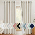 NICETOWN Natural 100% Blackout Linen Curtains 84 inch Long Burg for Living Room, 1 Pair, 62" Width Each Panel, Farmhouse Thick Completely Blackout Window Treatment Thermal Insulated Drapes