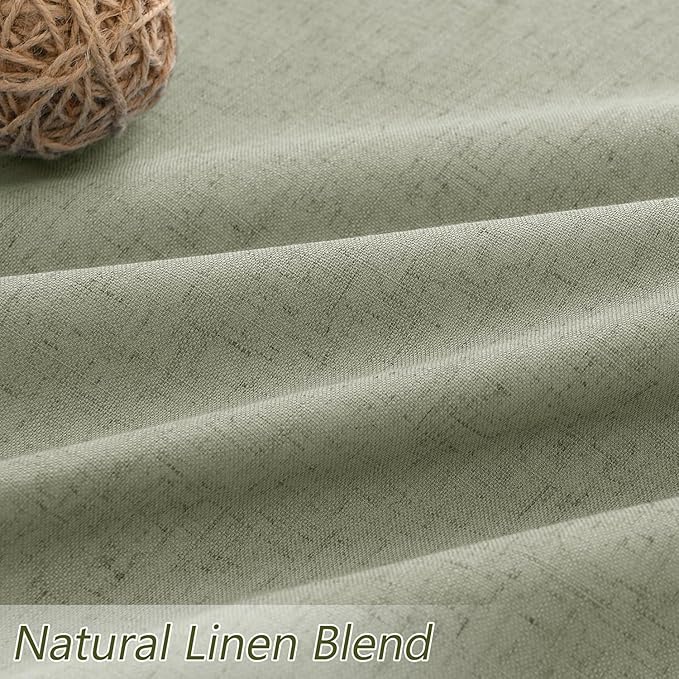 Sage Green 100% Blackout Curtains 80 Inch Length 2 Panels Set for Living Room Bedroom Back Tab Thermal Insulated Black Out Linen Drapes Room Darkening Window Curtains 40 Wide