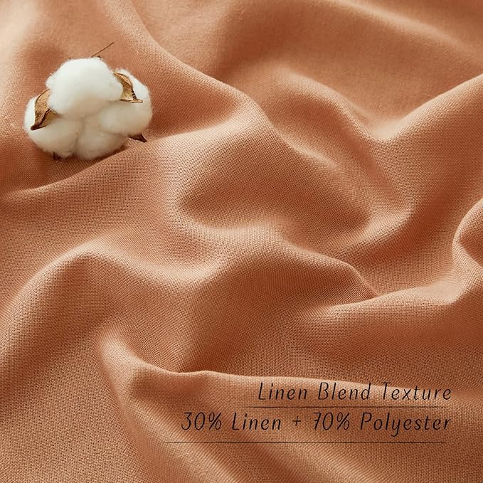 NICETOWN Flax Linen Burnt Orange Curtains 120 inches Long, Grommet Thick Linen Blend Privacy Added with Light Filtering Window Treatments for Bedroom/Living Room, W55 x L120, Set of 2