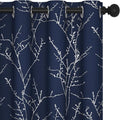 Deconovo Navy Blue Blackout Curtains, Living Room Curtain, Thermal Insulated Soundproof Drapes, Branch Silver Print, 52 x 84 Inch Long, Grommet Panels for Bedroom Office Nursery Home Decor, Set of 2