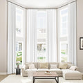 Guken White 100% Blackout Linen Curtains 52 Inch Wide by 142 Inch for Living Room Bedroom Back Tab/Rod Pocket Thermal Insulated Black Out Linen 2 Drapes Room Darkening Window Curtains