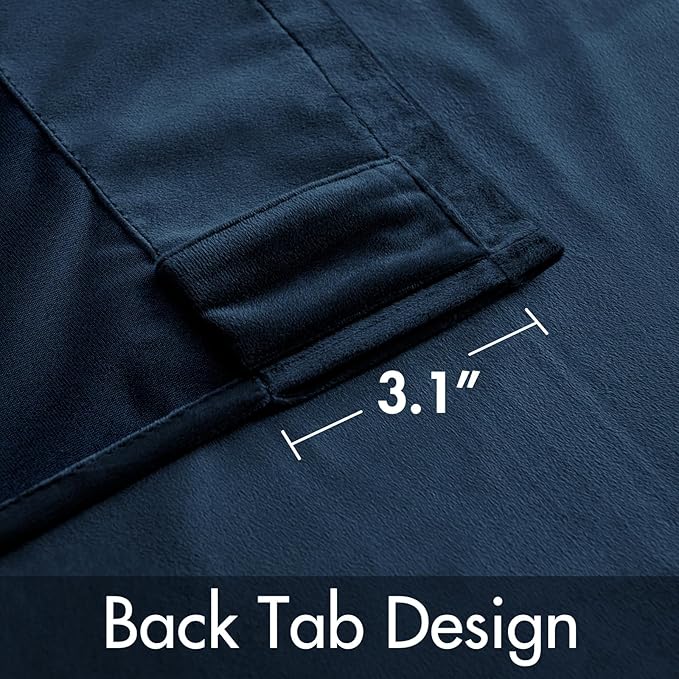 MIULEE Velvet Curtains 90 inches - Luxury Blackout Curtains for Bedroom Living Room Thermal Insulated Super Soft Window Drapes Rod Pocket & Back Tab, Navy Blue, W52 x L90 inches, 2 Panels