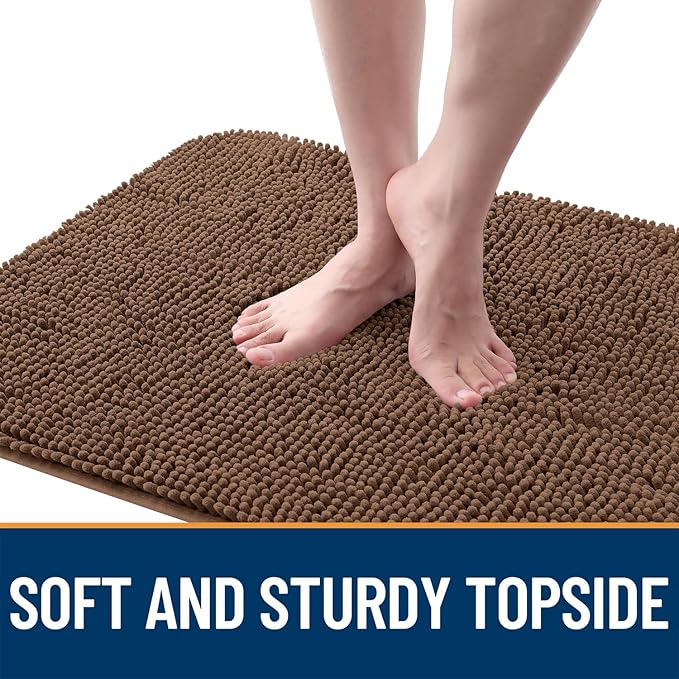 OLANLY Dog Door Mat for Muddy Paws 40x24, Absorbs Moisture and Dirt, Absorbent Non-Slip Washable Doormat, Quick Dry Chenille Mud Mat for Dogs, Entry Indoor Entryway Carpet for Inside Floor, Mocha