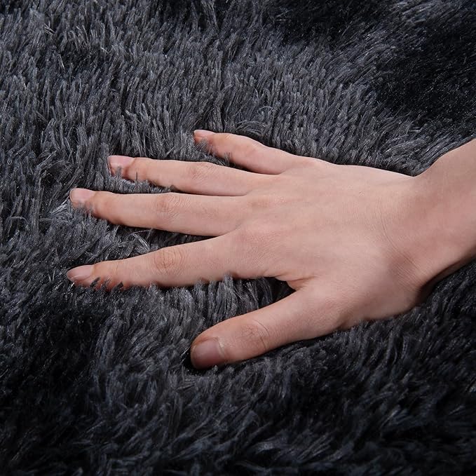 Rugs for Living Room 6x9, Soft Shaggy Modern Shag Area Rug for Bedroom, Upgrade Non-Slip Plush Fluffy Carpet for Kids Boys Girls Room Home Decor Aesthetic, Dark Grey
