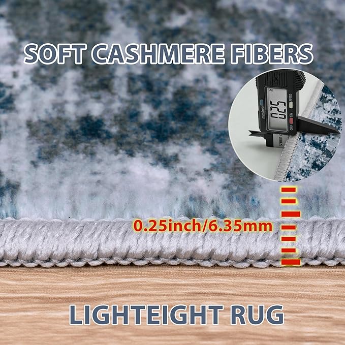 10x14 Area Rugs for Living Room Rug Washable: Abstract Large Rug Indoor Modern Carpet Non Slip for Dining Room Bedroom Nursery Home Office Navy Grey