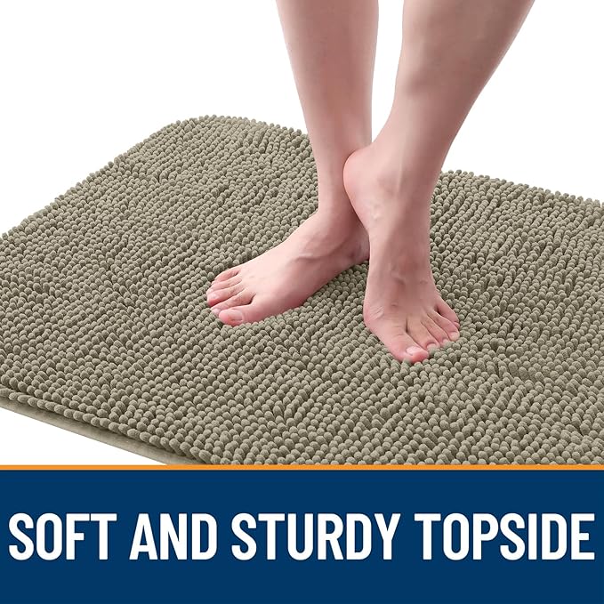 OLANLY Dog Door Mat for Muddy Paws 34x21, Absorbs Moisture and Dirt, Absorbent Non-Slip Washable Doormat, Quick Dry Chenille Mud Mat, Entry Indoor Entryway Carpet for Inside Floor, Warm Taupe