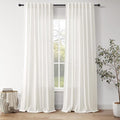 Nanspring Neutral Linen Curtains 90 Inches Long for Living Room Light Filtering Semi Sheer Curtain Coastal Modern Farmhouse Decor Drapes for Bedroom Office Back Tab and Rod Pocket 52x90, 2 Panels