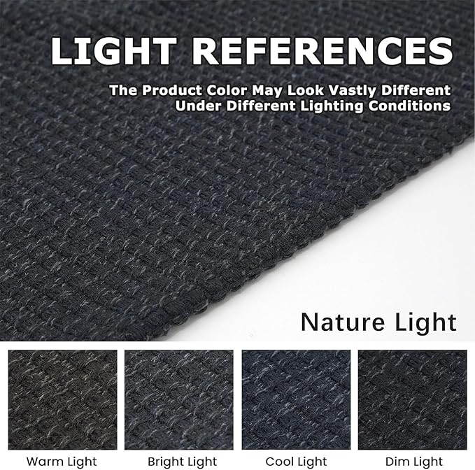 KOZYFLY Long Runners for Hallways 3x12 ft Washable Kitchen Runner Non Slip Rubber Backed Hallway Rugs Cotton Entryway Runner Rug Floor Carpet for Indoor Hall, Backdoor, Kitchen, Black/Dark Grey