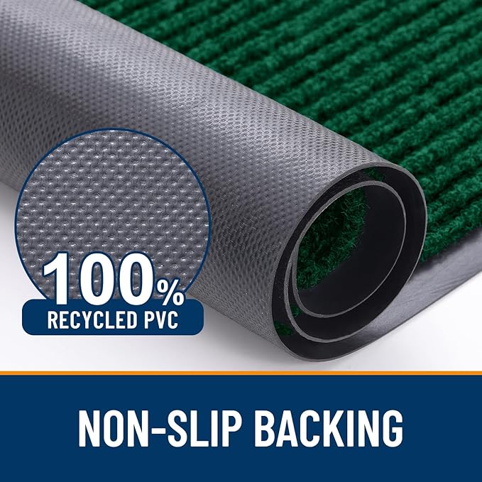 OLANLY Front Door Mat Indoor Outdoor Entrance, 2-Pack 47 x 23 Inch, Waterproof Heavy Duty Doormat, Fade Resistant, Low Profile, Easy Clean Patio Porch Welcome Floor Mats for Entry, Green