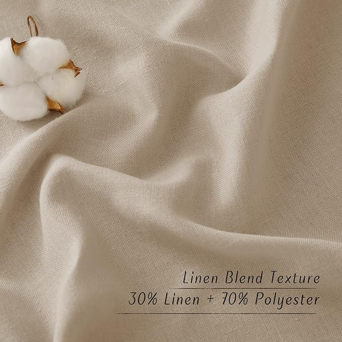 NICETOWN Taupe Linen Kitchen Window Curtains Over Sink, Grommet Thick Linen Taupe Short Window Treatments Privacy Assured with Light Filtering for Bedroom/Bathroom, W34 x L36, 2 Panels