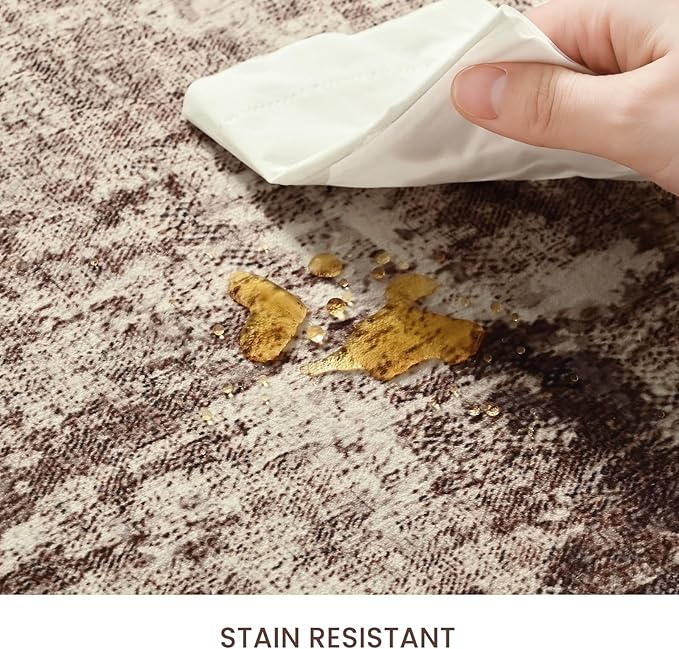 2x6 Brown Rug Runners for Hallways Kitchen Runner Rug Non Slip Washable Coffee Long Runner Rugs with Rubber Backing Soft Abstract Carpet Runner for Bedroom, Kitchen, Bathroom, Entryway
