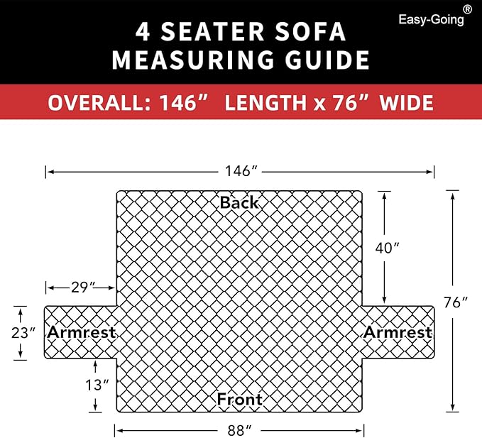 Easy-Going 4 Seater Sofa Slipcover Reversible Sofa Cover Water Resistant Couch Cover with Foam Sticks Elastic Straps Furniture Protector for Pets Children Dog Cat (XX-Large, Beige/Beige)