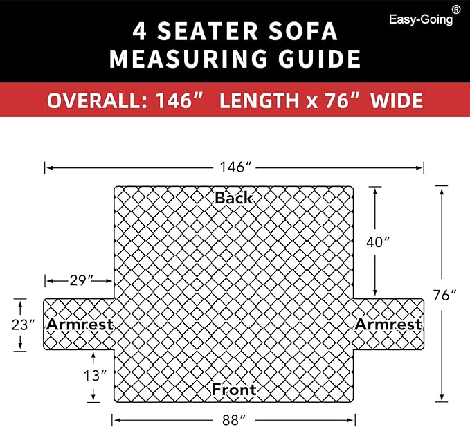 Easy-Going 4 Seater Sofa Slipcover Reversible Sofa Cover Water Resistant Couch Cover with Foam Sticks Elastic Straps Furniture Protector for Pets Children Dog Cat (XX-Large, Taupe/Ivory)