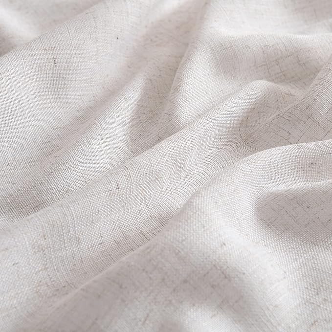 MIULEE White Linen Curtains 63 Inch Length 2 Panels for Bedroom Living Room, Soft Thick Linen Textured Natural Window Drapes Semi Sheer Light Filtering Back Tab Rod Pocket Burlap Look Decor