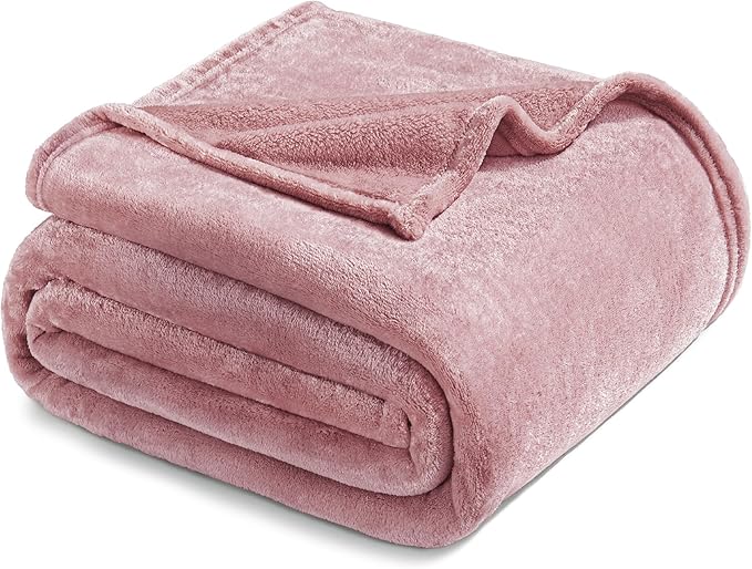 Exclusivo Mezcla Fleece Blanket Twin Size for Bed, Super Soft and Warm, All Season, Cozy, Plush, Lightweight, 60x80 Inches Dusty Pink