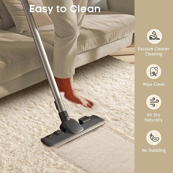 Ophanie Area Rugs 9x12 Living Room, Large Ivory Bedroom Carpet, Big Shag Indoor Thick Soft Nursery Rug, Fluffy Carpets for Boy and Girls Room Dorm Home Decor Aesthetic