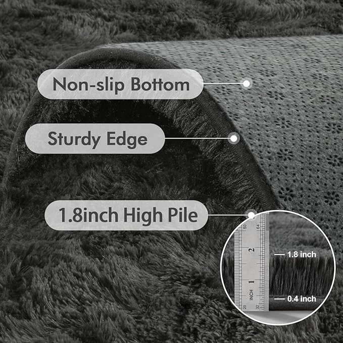 6x9 Ft Large Shag Rugs for Living Room Decor, Ultra Soft Fluffy Furry Area Rugs for Bedroom Indoor Floor, Aesthetic Carpet for Kids Home (Grey)