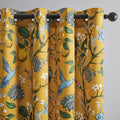 Topfinel Mustard Yellow Luxury Curtains 96 Inches Long for Living Room Bedroom, Blackout Vintage Art Deco Anthropologie Victorian Curtains Floral Lemon Hummingbird Printed Grommet Drape 96 Inch Length