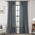 Dark Gray Curtains for Living Room Back Tab Modern Farmhouse Semi Sheer Gray Curtains 84 inches Long 2 Panels Set Muted Neutral Window Curtain for Dining Room Bedroom 52x84