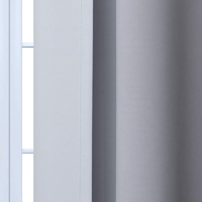 Yakamok Room Darkening Ombre Curtains 36 Inch Length, Black and Greyish White Thermal Insulated Gradient Color Curtains,Light Blocking Grommet Window Drapes for Bedroom,52 Inch Width,2 Panels