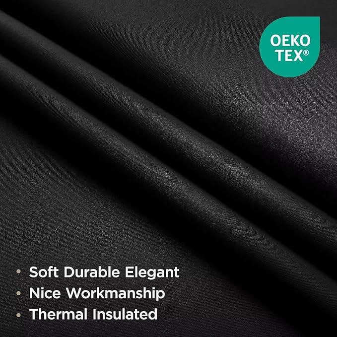Joydeco Christmas Blackout Curtains for Living Room, Black Curtains 90 Inch Long 2 Panels Set, Room Darkening Grommet Drapes for Bedroom Window (Black, W52 x L90 Inch)
