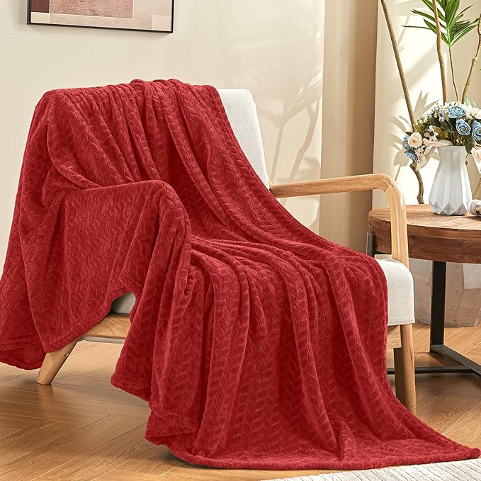 inhand Ruby Red Fleece Throw Blanket for Couch, Super Soft Flannel Blanket, Lightweight Fuzzy Blankets Sofa Bed Office, Washable Cozy Plush Fleece Blankets&Throw for All Season(50x60 Inches)