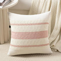 Fancy Homi Set of 1 Boho Pink Big Decorative Throw Pillow Cover 24x24 Inch for Couch Bed Bedroom, Aesthetic Modern Organic Farmhouse Room Decor, Soft Cotton Accent Macrame Woven Cushion Case