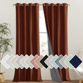 NICETOWN 100% Absolutely Blackout Linen Curtains with Thermal Insulated Liner, 52" Wide, 2 Panels, 102" Long Drapes, Grommet Retro Burnt Orange Linen Curtains Vertical Drapes Privacy for Bedroom