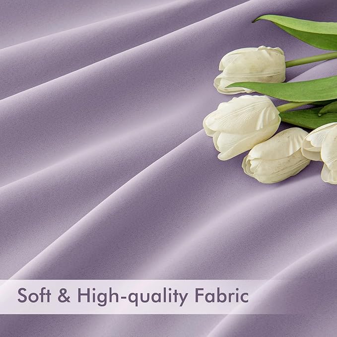 MIULEE Lilac Back Tab Blackout Curtains 120 Inch Long 2 Panels Set for Bedroom, Rod Pocket/Pinch Pleated Extra Long Thermal Insulated Living Room Darkening Light Blocking 10FT Drapes