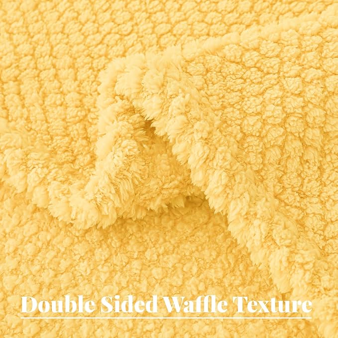 Whale Flotilla King Size Fuzzy Fleece Blanket for Bed, 90x104 Inch Fluffy Warm Soft Jacquard Blankets for All Season, Lightweight and Cozy, Yellow