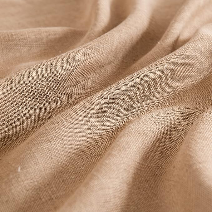 MIULEE Brown Linen Curtains 96 Inches Long for Bedroom Living Room, Soft Thick Linen Textured Window Drapes Semi Sheer Light Filtering Back Tab Rod Pocket Burlap Look Farmhouse Decor, 2 Panels Set
