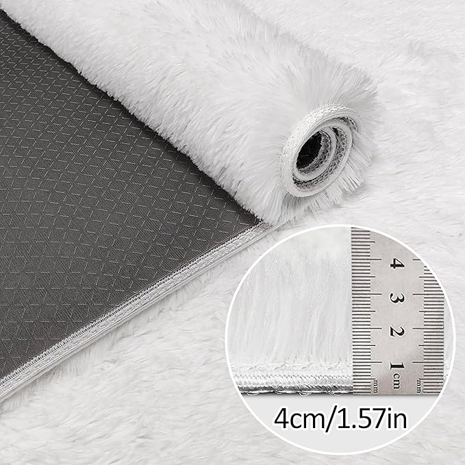Runner Rug for Bedroom White 2x5ft Fluffy Area Rug Bedside Runner Rug for Kids Room Boys Teens Nursery Baby Living Room Dorm Home Decor Carpets Kid Sbedroom Rug
