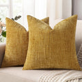 decorUhome Summer Mustard Yellow Chenille Euro Sham Throw Pillow Covers 26x26 Set of 2 Textured Cozy Slubby Couch Pillow Covers Modern Farmhouse Boho Decorative Pillow Cases for Bed Sofa Living Room