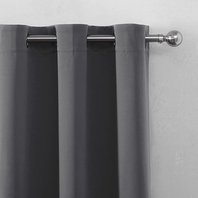 LEMOMO Grey Thermal Blackout Curtains/42 x 84 Inch/Set of 2 Panels Room Darkening Curtains for Bedroom