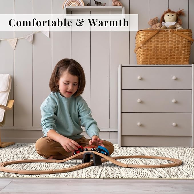 Moroccan Washable Hallway Runner Rug - 2'6"x12' Non Slip Floor Mat for Kitchen Low Pile Living Room Carpet with Rubber Backing Bedroom Rugs for Entryway 2'6"x12' Beige