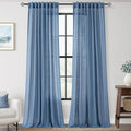 Denim Blue Curtains for Living Room Back Tab Modern Farmhouse Semi Sheer Blue Curtains 108 inches Long 2 Panels Set Muted Neutral Window Curtain for Dining Room Bedroom 52x108