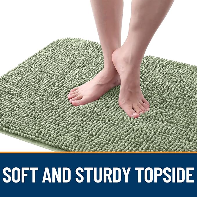 OLANLY Dog Door Mat for Muddy Paws 30x20, Absorbs Moisture and Dirt, Absorbent Non-Slip Washable Doormat, Quick Dry Chenille Mud Mat for Dogs, Entry Indoor Entryway Carpet for Inside Floor, Sage Green