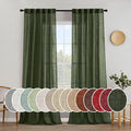 MIULEE Olive Green Linen Curtains 96 Inch Long for Bedroom Living Room, Soft Thick Linen Textured Window Drapes Semi Sheer Light Filtering Rod Pocket Back Tab Christmas Burlap Look, 2 Panels