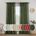 MIULEE Olive Green Linen Curtains 100 Inch Length 2 Panels for Bedroom Living Room, Soft Thick Linen Textured Window Drapes Semi Sheer Light Filtering Back Tab Rod Pocket Burlap Look Decor