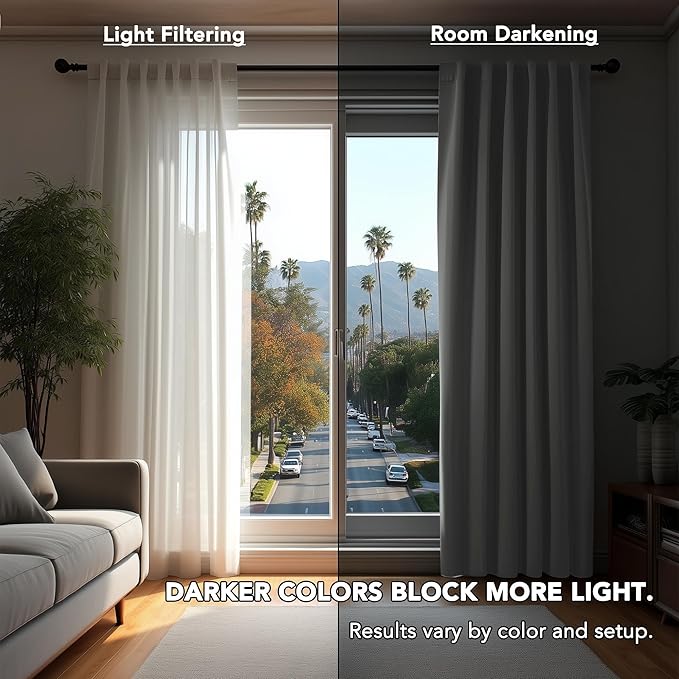 Deconovo Blackout Curtains, Thermal Insulated, W42 x L63 2 Panels, Back Tab, Machine Washable, Room-Darkening Drapes for Bedroom/Living Room Light Grey