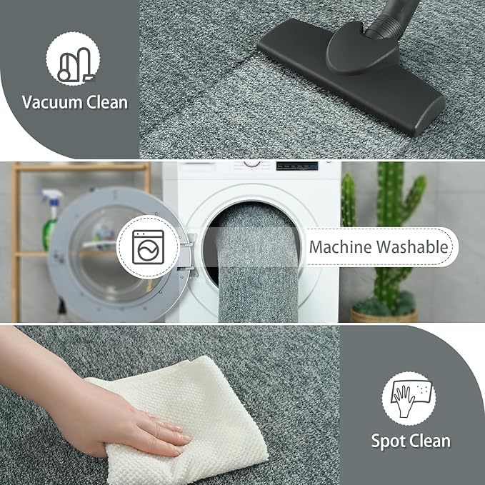 AROGAN Small Washable Area Rugs for Bedroom, 2×4 Runner Rug with Memory Foam for Hallway, Non Slip Fluffy Carpet Indoor Rug Runner for Kitchen, Bedside, Entryway Bathroom Home Decor, Grey